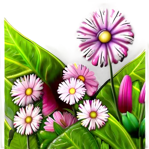 Pink Flowers Field PNG 78 PNG