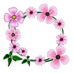 Pink Flowers Frame PNG Mjn
