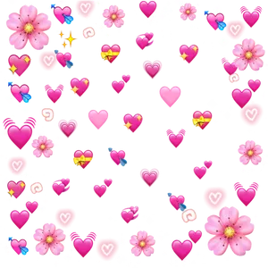Pink Flowersand Hearts Pattern PNG image