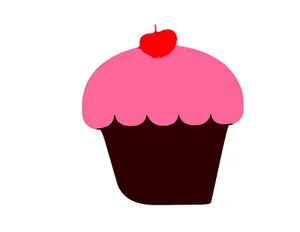 Pink Frosted Cupcake With Cherry PNG image