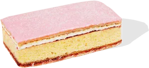Pink Frosted Sponge Cake Slice PNG image
