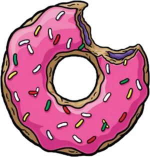 Pink Frosted Sprinkled Donut Illustration PNG image