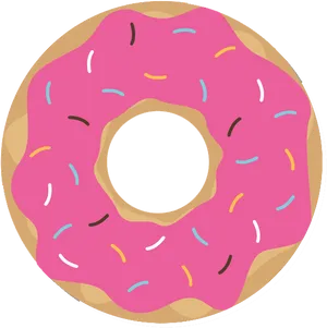 Pink Frosted Sprinkled Doughnut Illustration PNG image