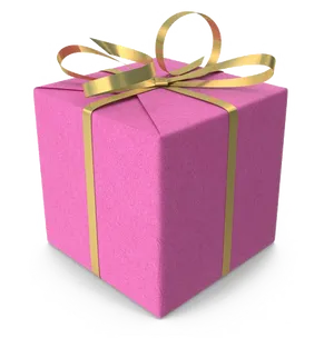 Pink Gift Boxwith Golden Ribbon