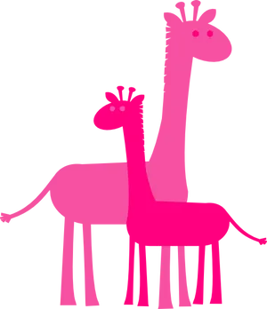 Pink Giraffes Cartoon Illustration PNG image