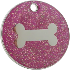 Pink Glitter Dog Bone Tag