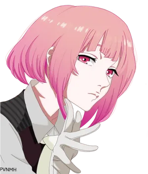 Pink Haired Anime Character Gesture