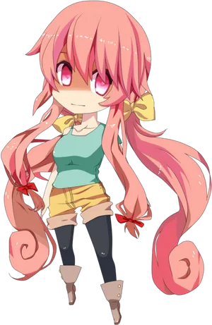 Pink Haired Anime Character Yuno Gasai PNG image