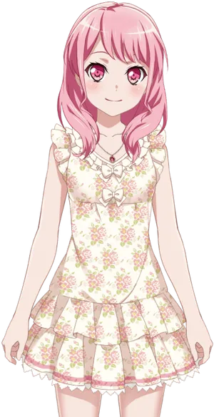 Pink Haired Anime Girl With Bangs PNG image