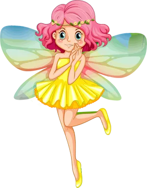Pink Haired Fairy Yellow Dress