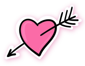 Pink Heart Arrow Doodle