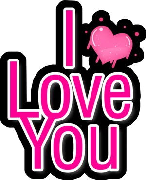 Pink Heart I Love You Graphic PNG image