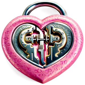 Pink Heart Lock PNG 05232024