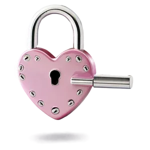 Pink Heart Lock PNG 27