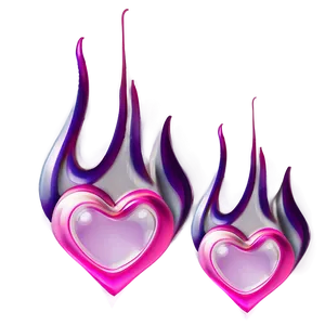 Pink Heart With Flames PNG 1