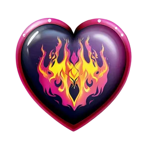 Pink Heart With Flames PNG 12