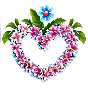 Pink Heart With Flowers PNG Tru12