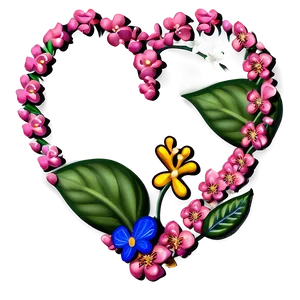 Pink Heart With Flowers PNG Yrf