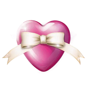 Pink Heart With Ribbon PNG 05232024