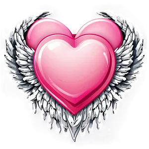 Pink Heart With Wings PNG 05232024