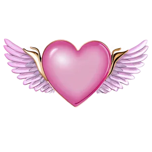 Pink Heart With Wings PNG 80