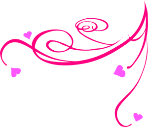 Pink Hearts Decorative Lineon Black Background PNG