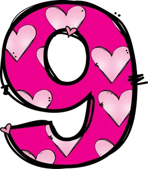 Pink Hearts Number9 PNG image