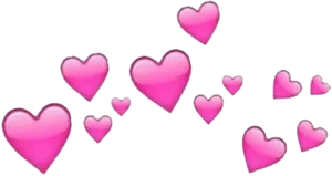Pink Hearts Scattered Black Background PNG image