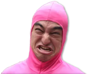 Pink Hoodie Man Grimacing PNG image