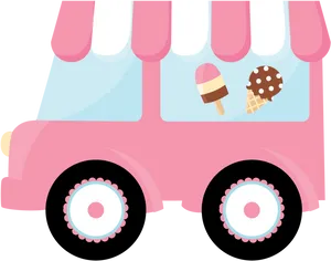 Pink Ice Cream Truck Clipart PNG image