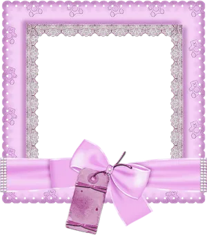 Pink Lace Framewith Bow PNG image