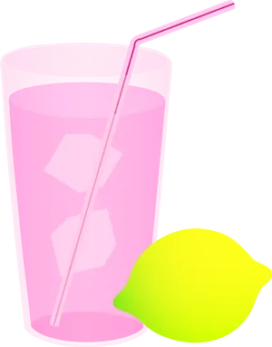 Pink Lemonade Glass With Lemon PNG image