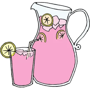Pink Lemonade Pitcherand Glass PNG image