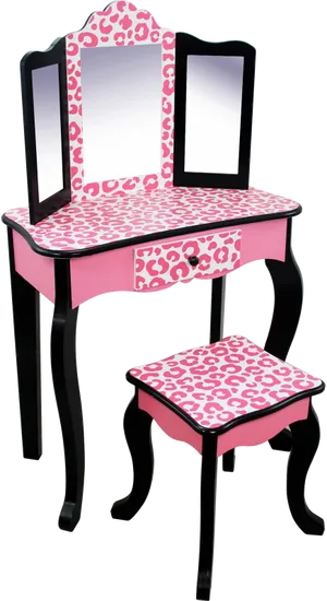 Pink Leopard Print Vanity Set PNG image