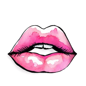 Pink Lips In Watercolor Style PNG 9 PNG