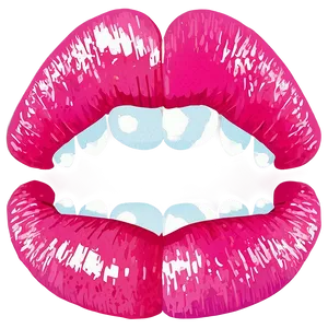 Pink Lips Outline PNG Grd