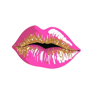 Pink Lips With Gold Glitter PNG 06212024 PNG
