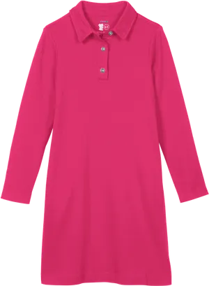 Pink Long Sleeve Polo Shirt PNG