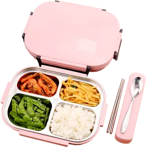 Pink Lunchbox Filled With Food PNG image