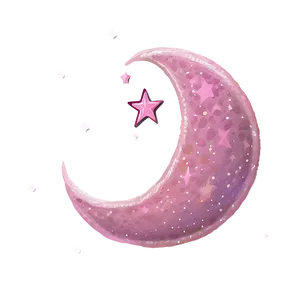 Pink Moon And Stars PNG 1