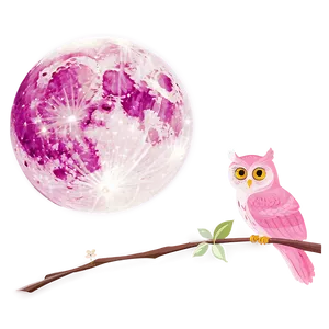 Pink Moon With Owl Perched Png 06252024 PNG image