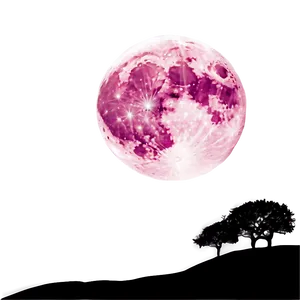 Pink Moon With Silhouette Landscape PNG Rwu55 PNG