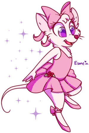 Pink Mouse Ballerina Cartoon PNG image