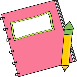 Pink Notebook Paperand Pencil PNG image