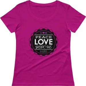 Pink Peace Love Rescue T Shirt PNG image