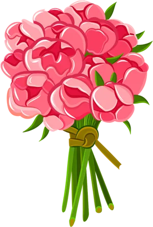 Pink Peonies Bouquet Clipart PNG