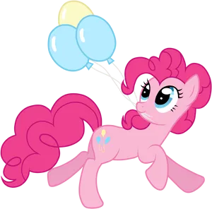 Pink Pony With Balloons PNG