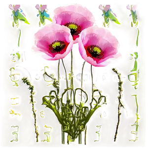 Pink Poppies Field PNG Qyu96