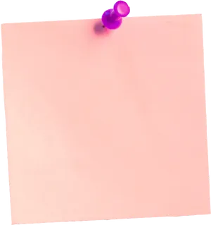 Pink Post It Notewith Purple Push Pin PNG image