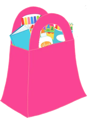 Pink Pursewith School Supplies PNG image